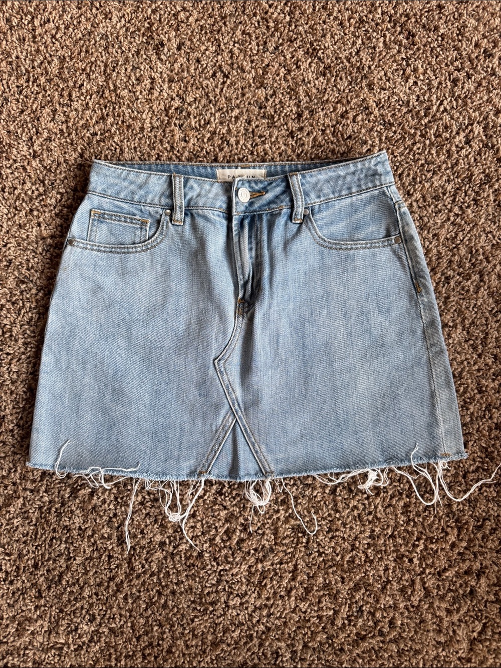 Pacsun Light Blue Denim Mini Skirt with Raw Hem 26